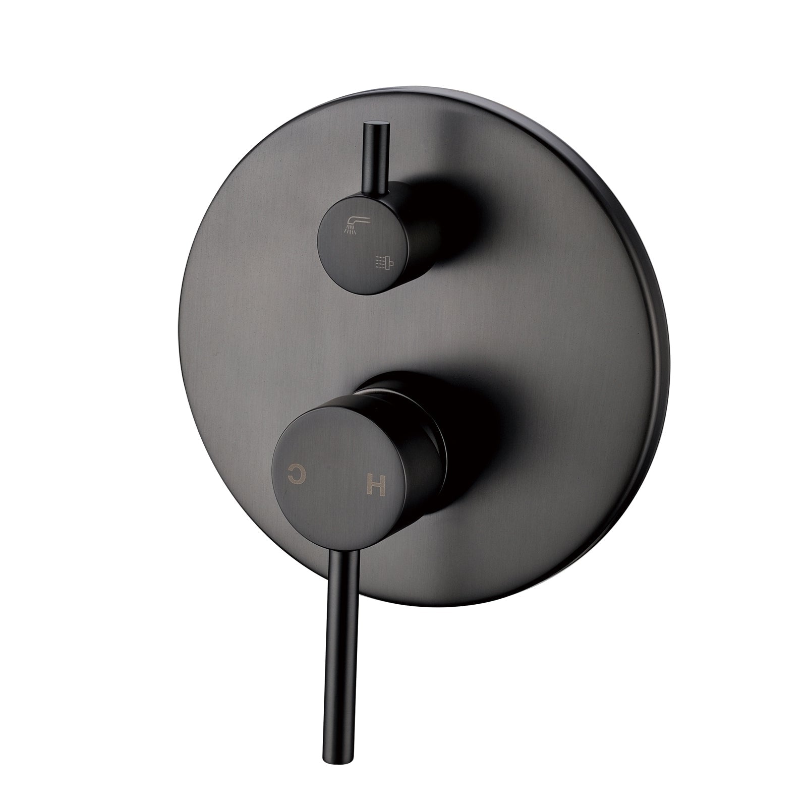 Gun Metal Grey Pentro Round Wall - Mounted Shower Diverter Mixer Tap