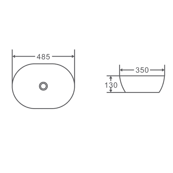 Hot Sale Evea Above-Counter Oval Basin (485x350x130) for Modern Bathrooms