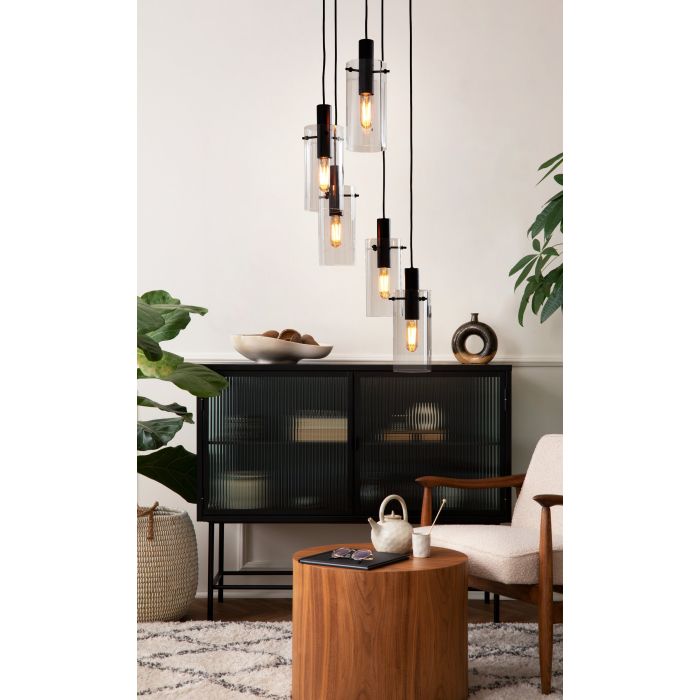 MONTEFINO Black Steel & Clear Glass Pendant Light - Exclusive Offer