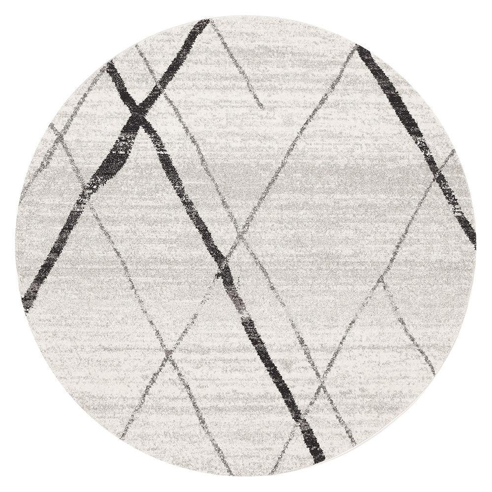 Hot Deal! Contemporary Round Oasis Noah Rug in White and Grey Tones