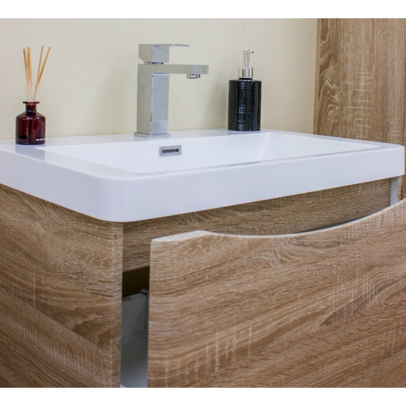 Hot Deal! ANCONA 900mm White Oak Wall - Hung Vanity
