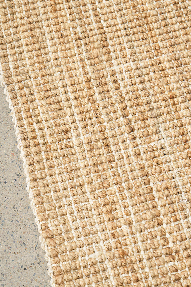 Exclusive Hand-loomed Jute Madras Marlo Natural Runner Rug - Ideal for Home Decor