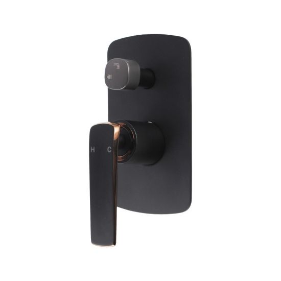 Hot Deal! Esperia Matt Black & Rose Gold Wall - Mounted Shower Mixer with Diverter