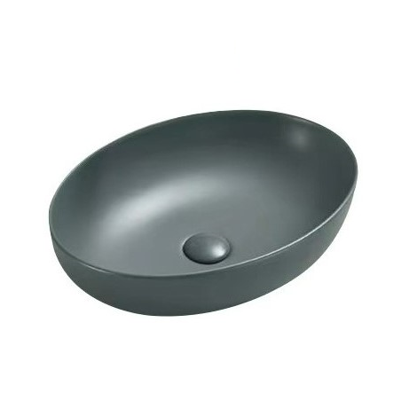 Matte Grey Oval Ceramic Basin by POSEIDON (520x395x130)