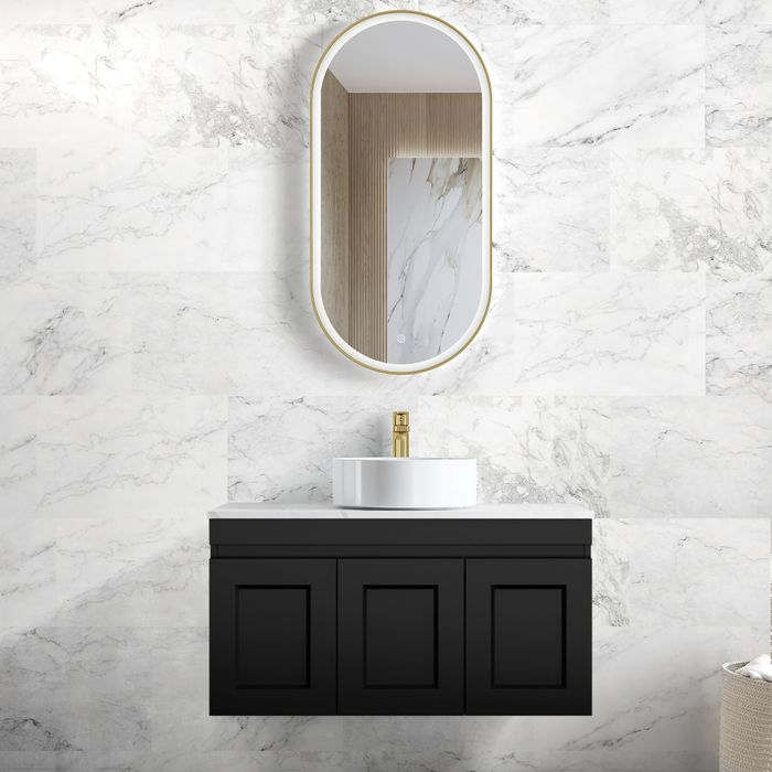 Hampton Mark II 900mm Wall-Hung Vanity in Trendy Matte Black - A Stylish Bathroom Upgrade