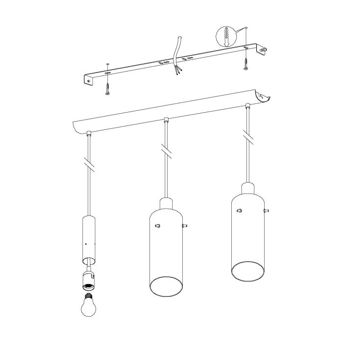 Stylish MONTEFINO Black Steel Pendant Light with Clear Glass