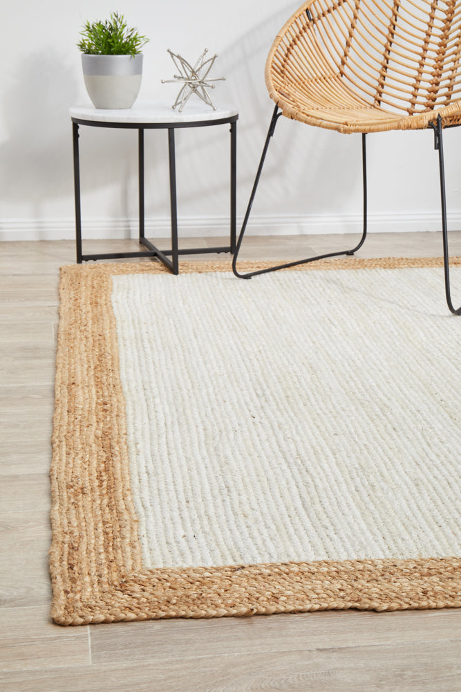 Noosa 333 White Natural Jute Rug - Eco - Friendly & Stylish