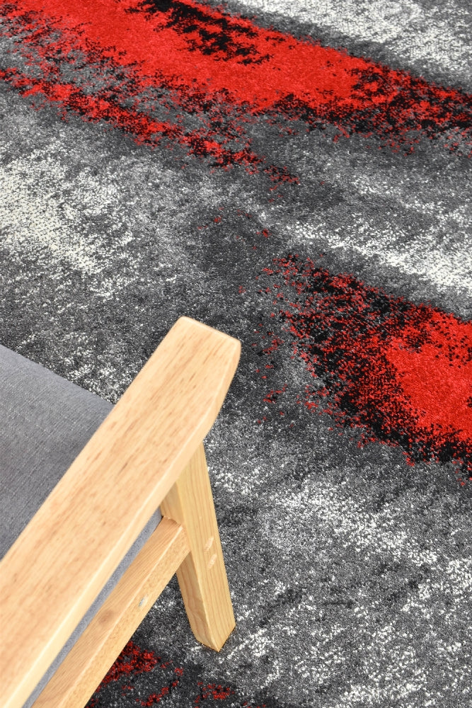 Hot Sale! Contemporary Novus 98A Grey and Red Machine - Woven Rug from Turkey