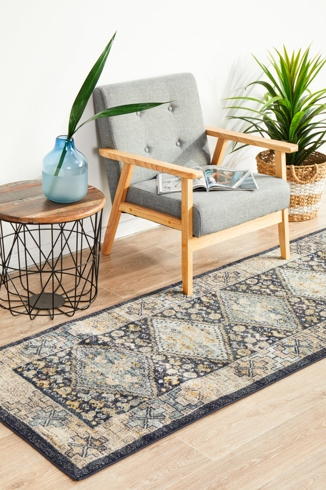 Elegant Legacy 857 Navy Polypropylene Machine-Woven Runner Rug