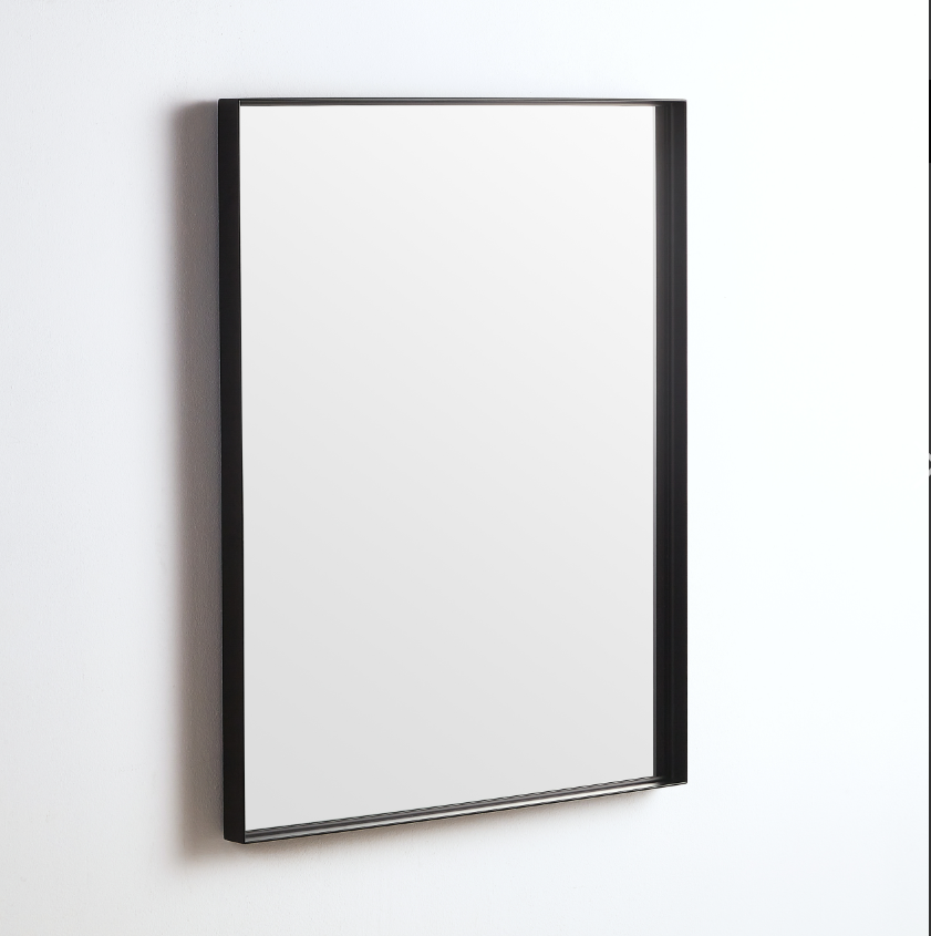 Matte Black Poseidon Rectangular Framed Mirror in Sizes 450mm - 1200mm