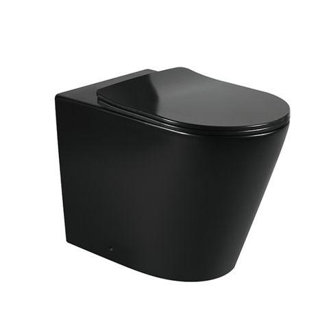 ALZANO Rimless Wall-Hung Toilet Pan with Soft Close Slim Seat - Matte Black (Hot Deal!)