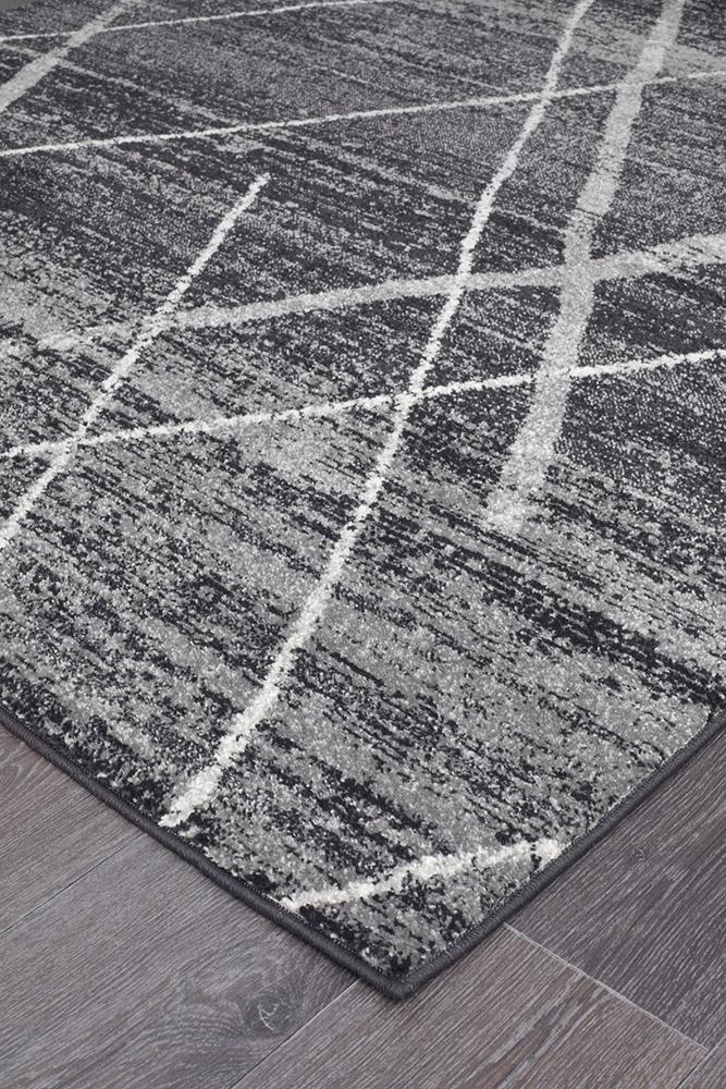 Contemporary Oasis Noah Charcoal Polypropylene Rug with Various Shapes
