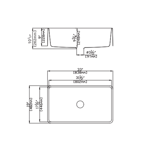 Matte Finish Farmhouse Single Bowl Quartz Kitchen Sink 838x482x262