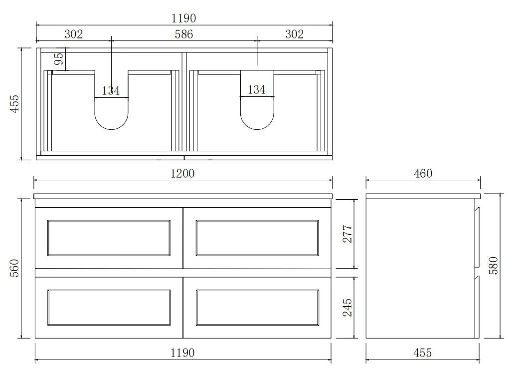 1200mm Fremantle PVC Wall Hung Vanity (Matte White) - Single/Double Bowl | Hot Sale