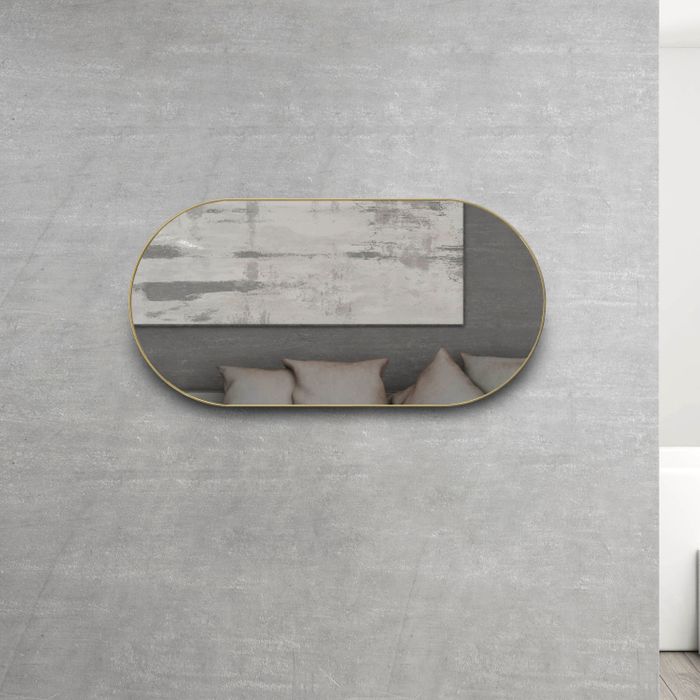 Exclusive Brushed Gold Oval Framed Mirror - Available in 1200mm and 900mm Sizes