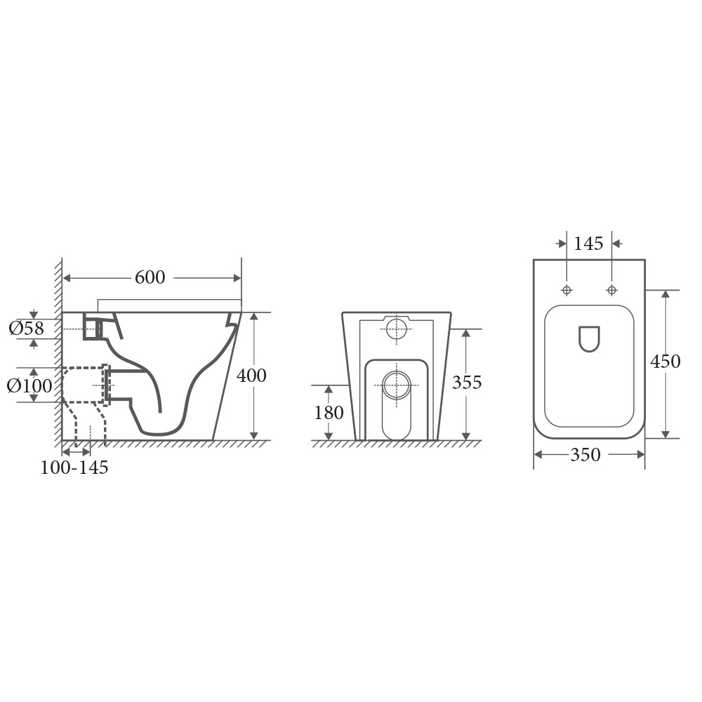 Get the Enox99 Rimless Wall-Faced Floor Toilet Pan in Gloss White for a Stylish Bathroom Upgrade