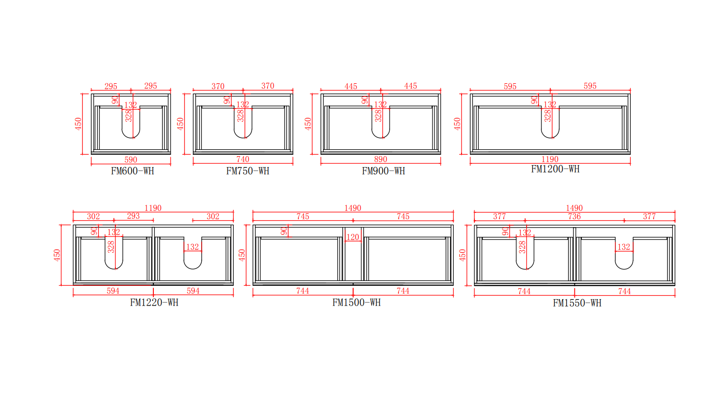 1200mm Fremantle PVC Wall - Hung Vanity in Matte Black (Single/Double Bowl)
