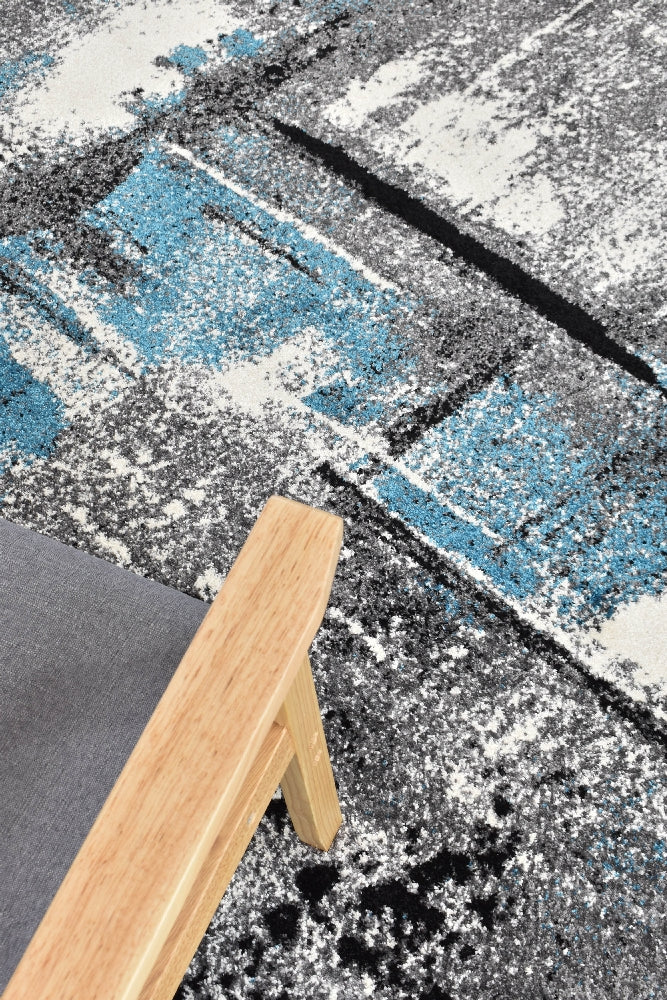 Hot Sale! Novus 53A Machine-Woven Polypropylene Rug in Grey Turquoise Color
