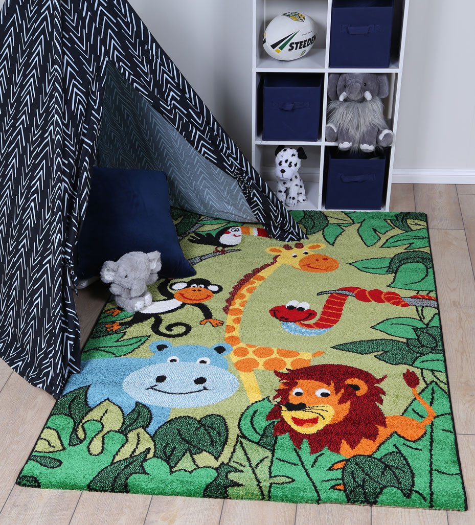 Hot Sale! Nova Green Jungle Animal Rug Perfect for Kids