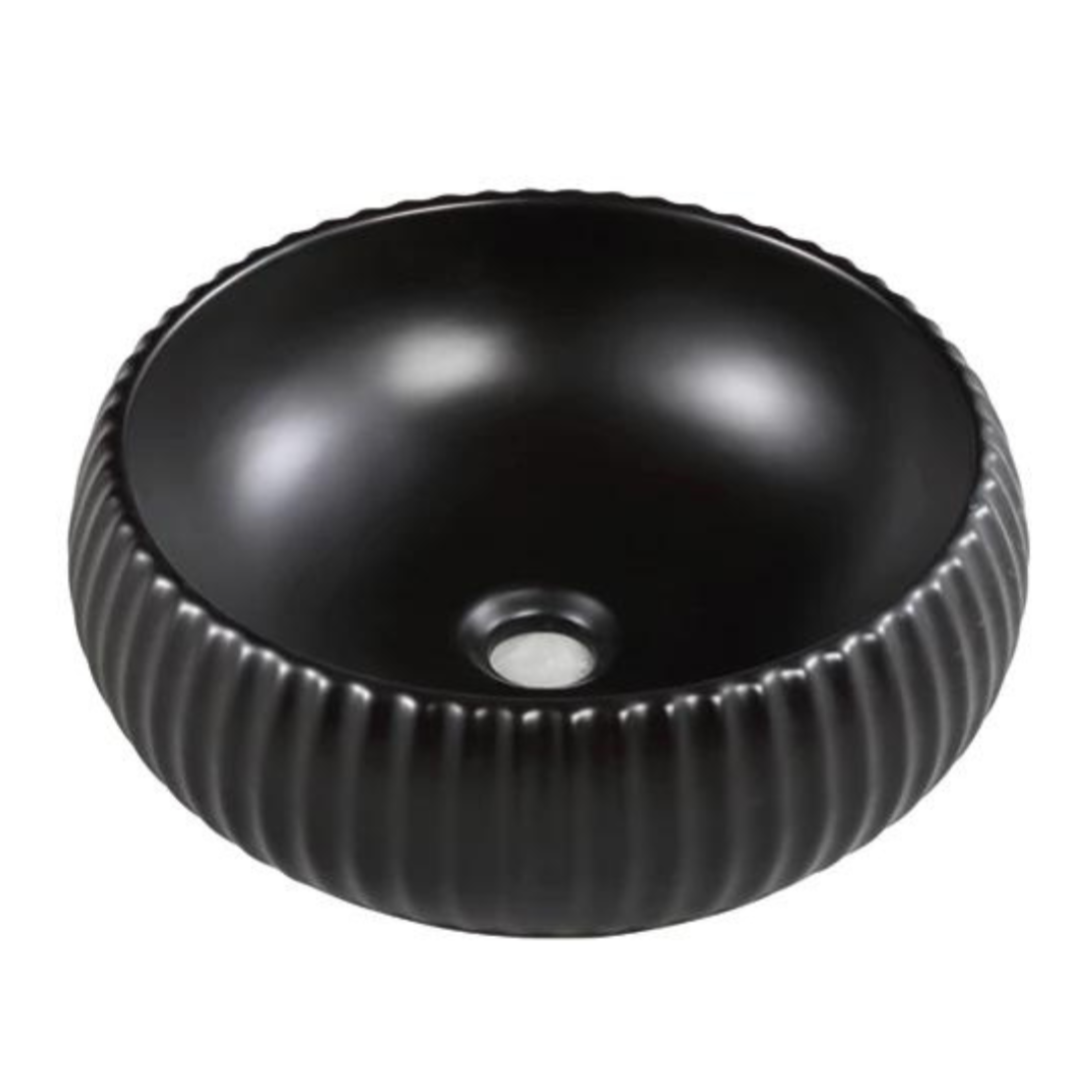 Round Matte Black Ceramic Basin (400x400x140) - Poseidon Style