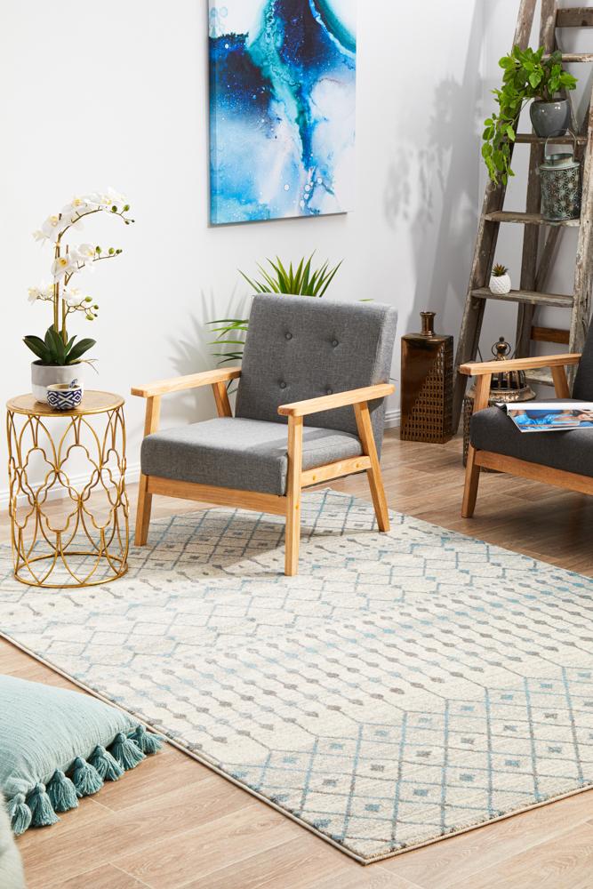 Stylish Evoke Slate White Transitional Polypropylene Rug from Turkey