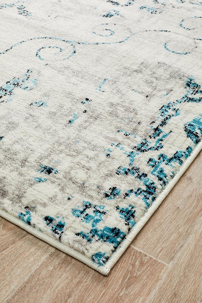 Blue Grey Giselle Transitional Power-Loomed Rug for Modern Living