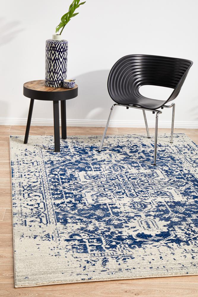 Hot! Evoke Horizon White Navy Transitional Rug