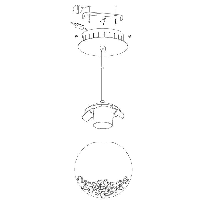 MONTEFIO 1 White Glass Pendant Light - Sparkling Deal