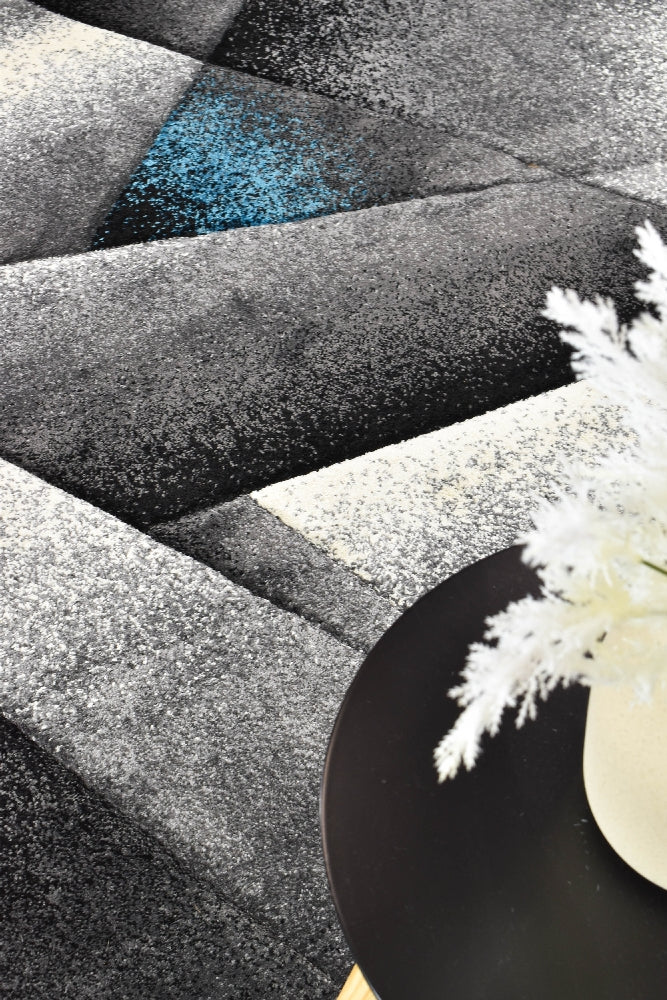 Hot Sale! Novus 54B Turquoise Grey Contemporary Machine - Woven Rug