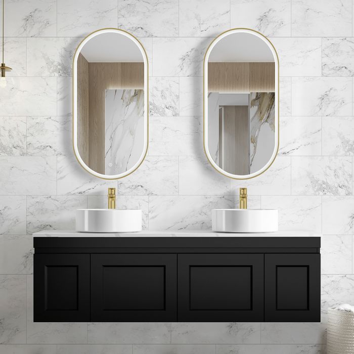 HAMPTON Mark II Wall-Hung Vanity - 1500mm Matte Black, Stylish Storage Solution