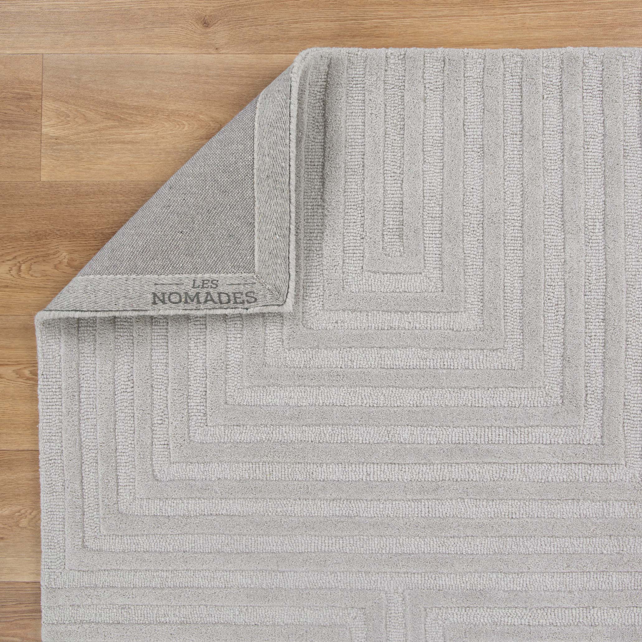 Les Nomades Felix Light Grey Wool Rug - Luxury Decor Deal