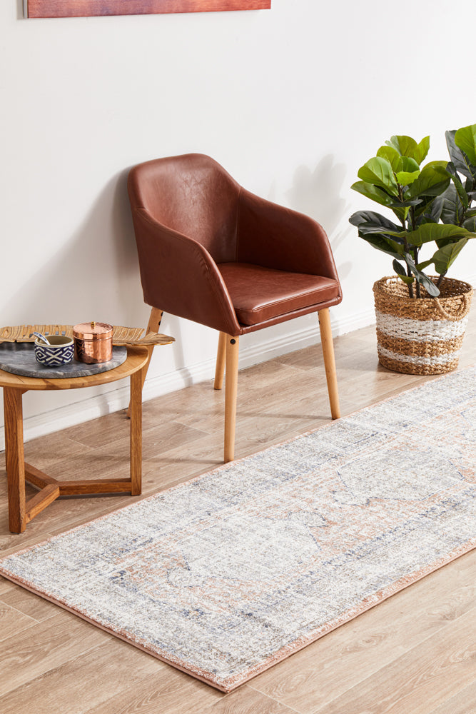 Lorissa Mayfair Stonewashed Ocean Blue & Peach Runner Rug
