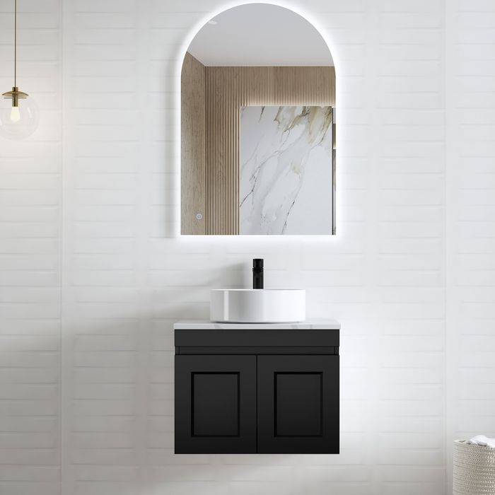 Hampton Mark II 600mm Matte Black Wall - Hung Vanity: Stylish Storage Deal