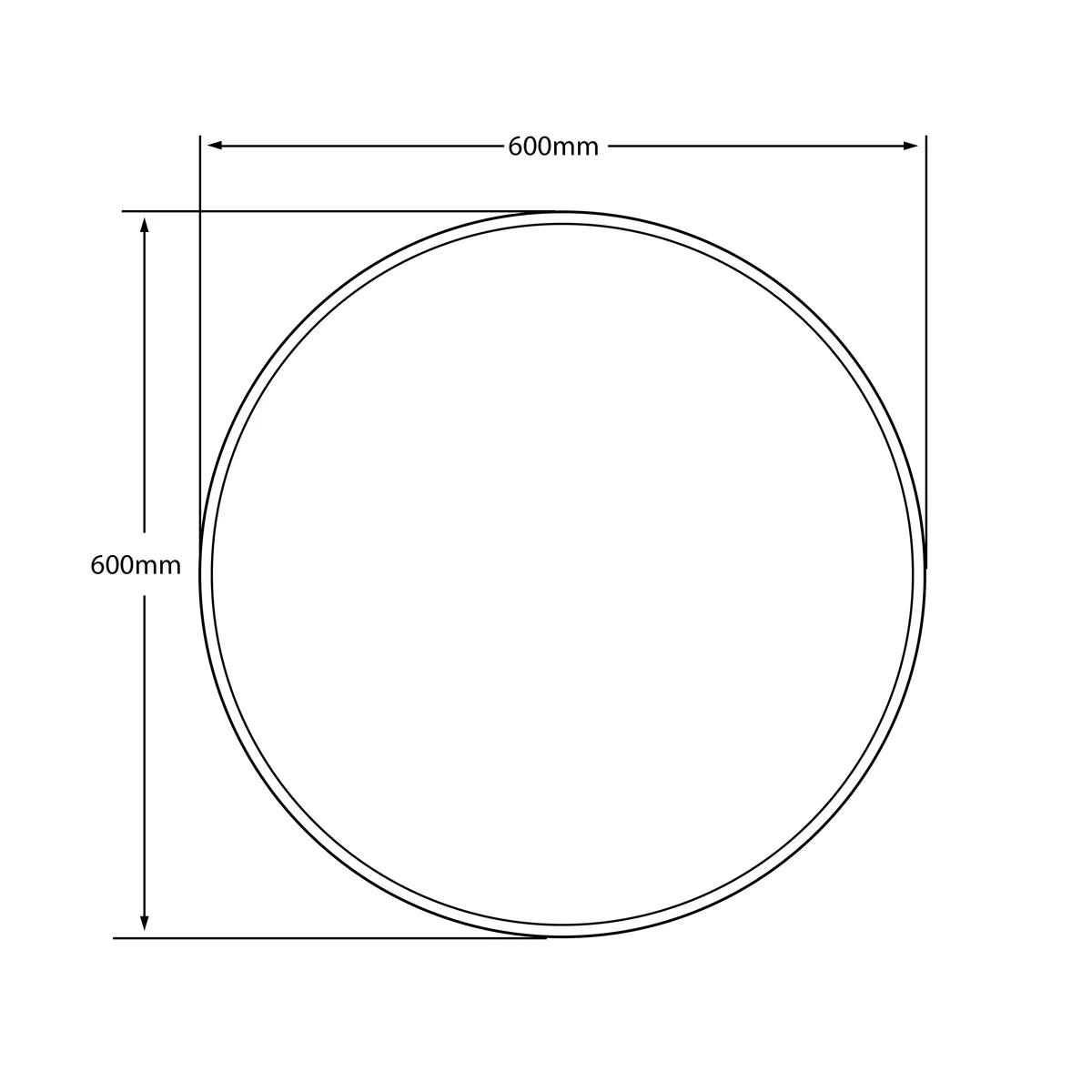 Stylish ABS Bevel Edge Frameless Round Mirror - 600/800mm