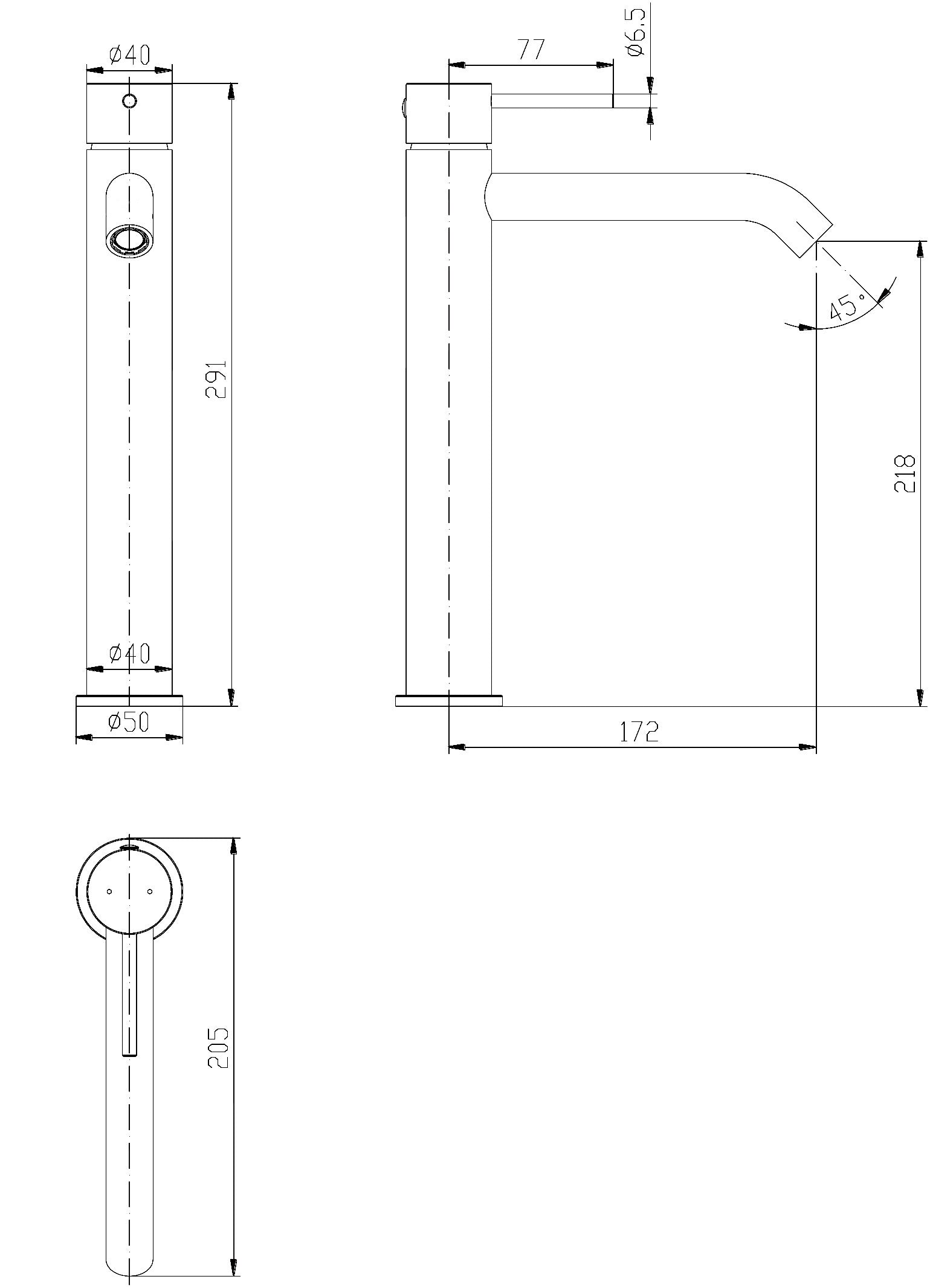Brushed Gun Metal Finish Hali High Rise Basin Mixer
