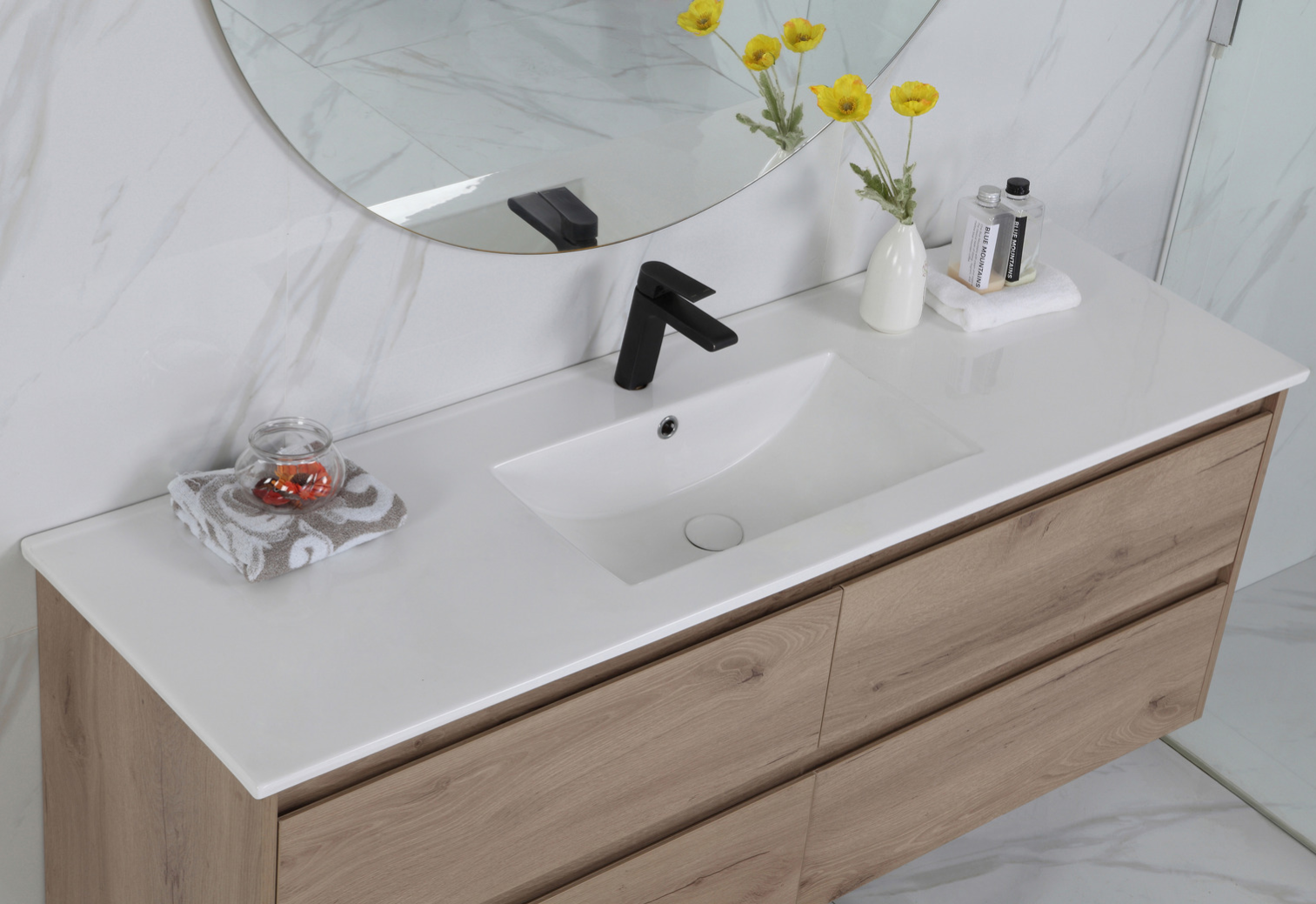 Exclusive MAX MDF Wall Hung Vanity in Natural Oak (All Sizes)