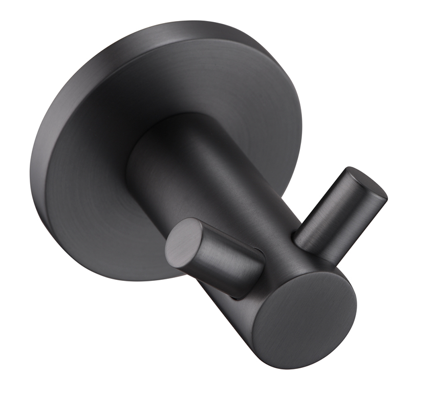 Brushed Gun Metal Mica Double Robe Hook for Stylish Bathroom Organization