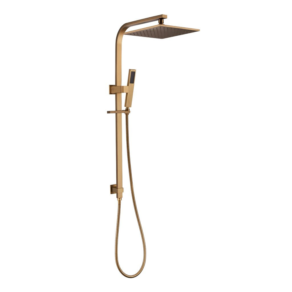 Hot Deal! Esperia 250mm Square Shower Station in Brushed Yellow Gold for Modern Bathrooms