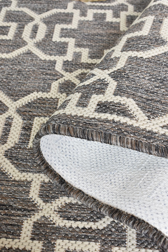 Durable and Washable 208-W71E Alaska Brown Cream Polypropylene Rug