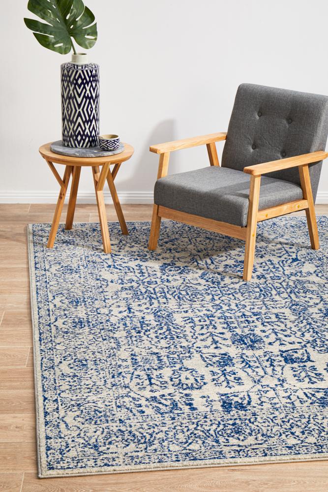 Exclusive Evoke Frost Blue Transitional Area Rug - Machine - Woven in Turkey