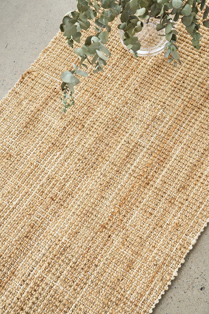 Exclusive Hand-loomed Jute Madras Marlo Natural Runner Rug - Ideal for Home Decor