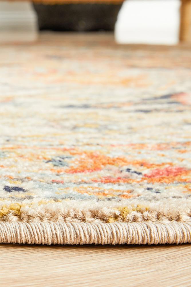 Hot Sale! Legacy Rust-Colored Round Polypropylene Rug with Faded Persian Design from Turkey