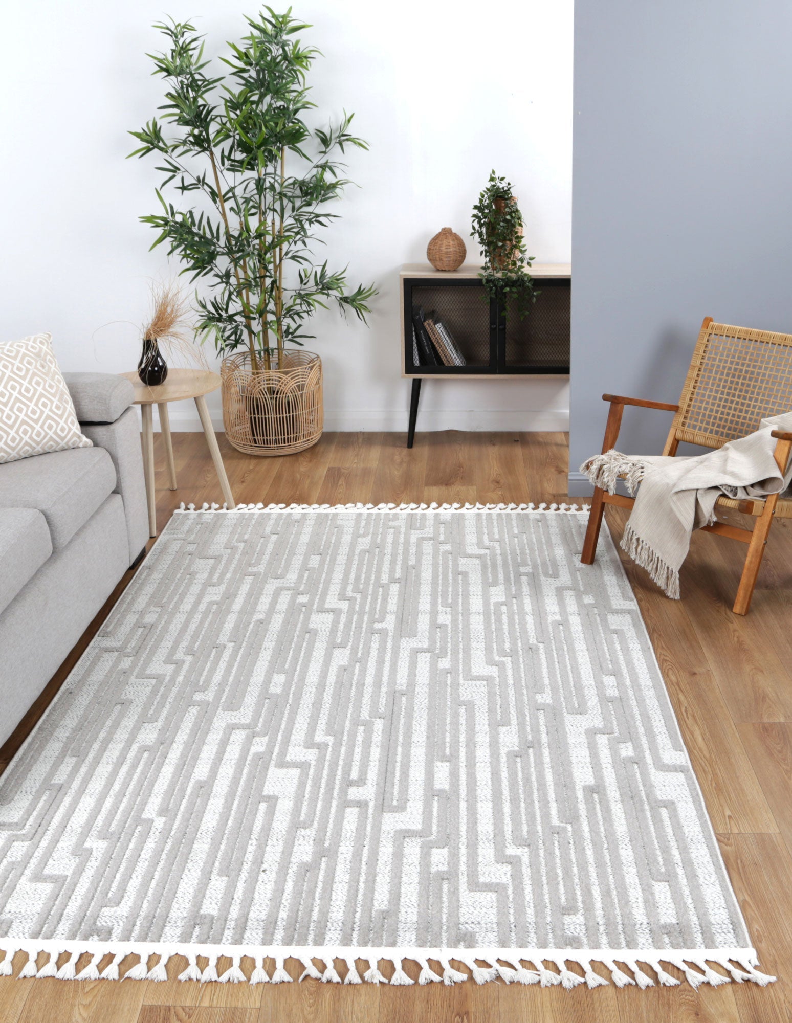 Hot Sale! Nefeli Collection Grey Matrix Polypropylene Floor Rug for High - Traffic Areas