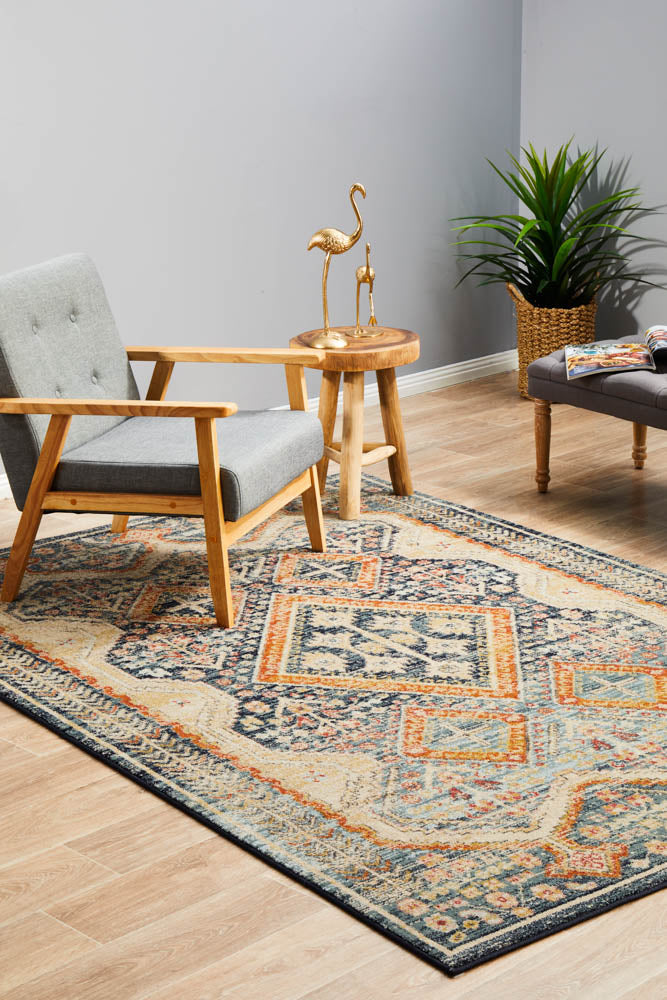 Amazing Legacy 863 Navy Floor Rug - Persian Inspired with 100% Polypropylene