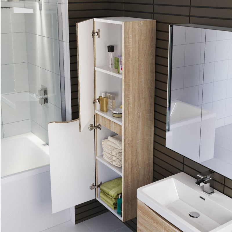 Stylish ANCONA Tall Boy Cabinet in White Oak Finish
