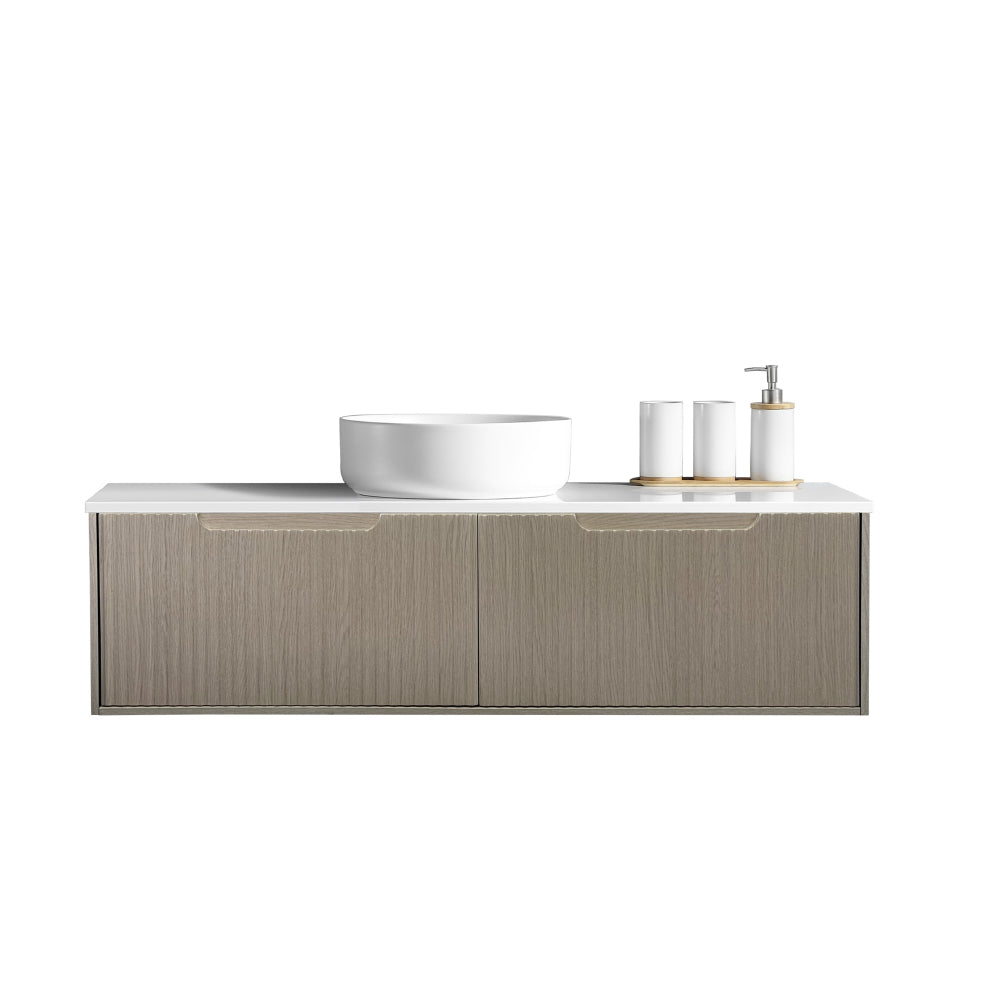 Get Stylish Fluted Rhea Wall-Hung Vanity in Natural Oak (All Sizes)