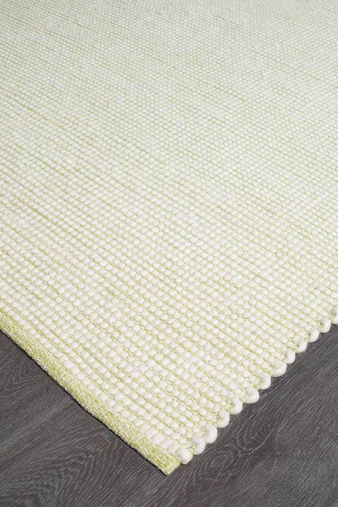 Exquisite Pistachio-Colored Hand-Woven Loft Wool Rug