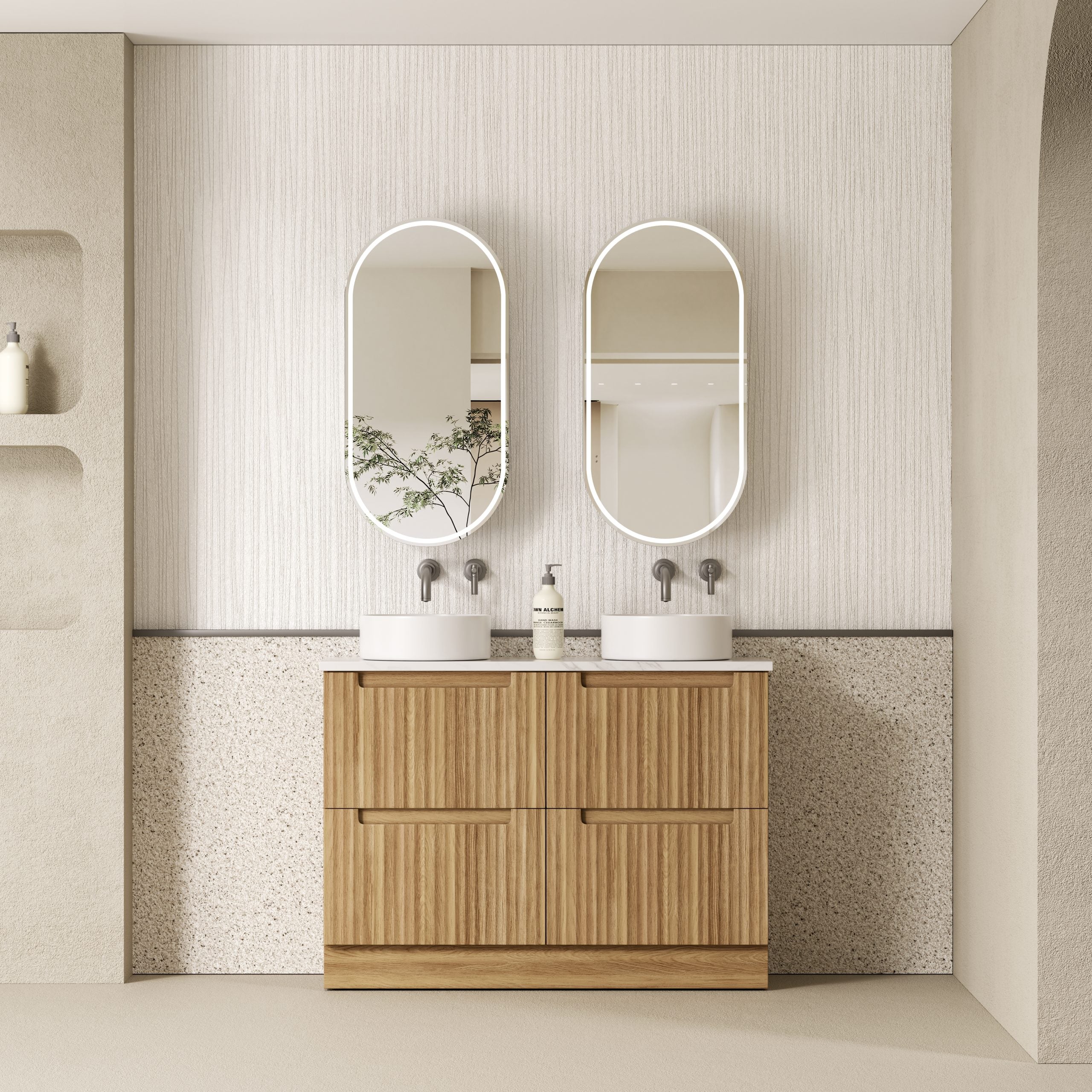 Lovina Floor Standing Vanity in Harvest Oak with Multiple Sizes and Soft - Close Runners
