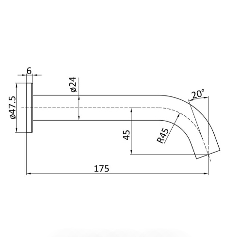 Chrome-plated Hali Curved Bath Spout for a Stylish Bathroom