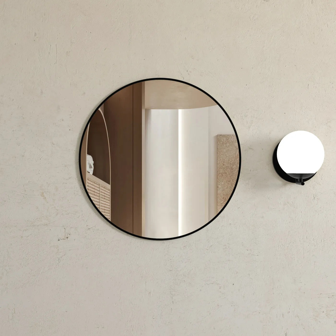 Hot! 700mm Matte Black London Round Mirror